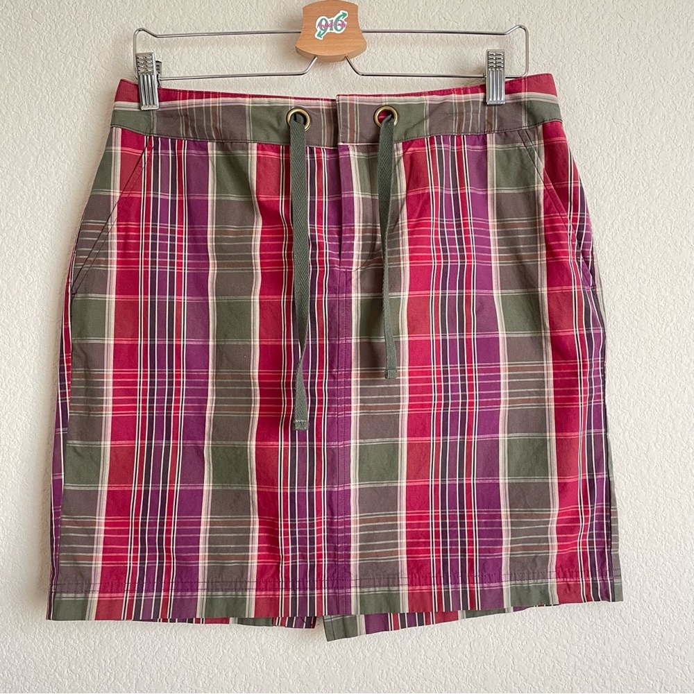 Chaps Plaid mini Skirt with Drawstring waist Size 8